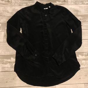 Uniqlo Silk Long Sleeve Button Down Blouse